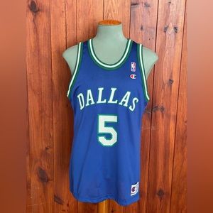 Vintage Thrifted 90’s Dallas Mavericks Rookie Jason Kidd Champion Jersey Sz 44